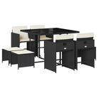 vidaXL 9 Piece Patio Dining Set with Cushions Black Poly Rattan