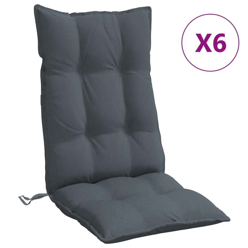 vidaXL Highback Chair Cushions 6 pcs Anthracite Oxford Fabric