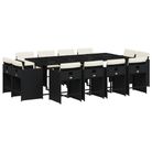 vidaXL 13 Piece Patio Dining Set with Cushions Black Poly Rattan
