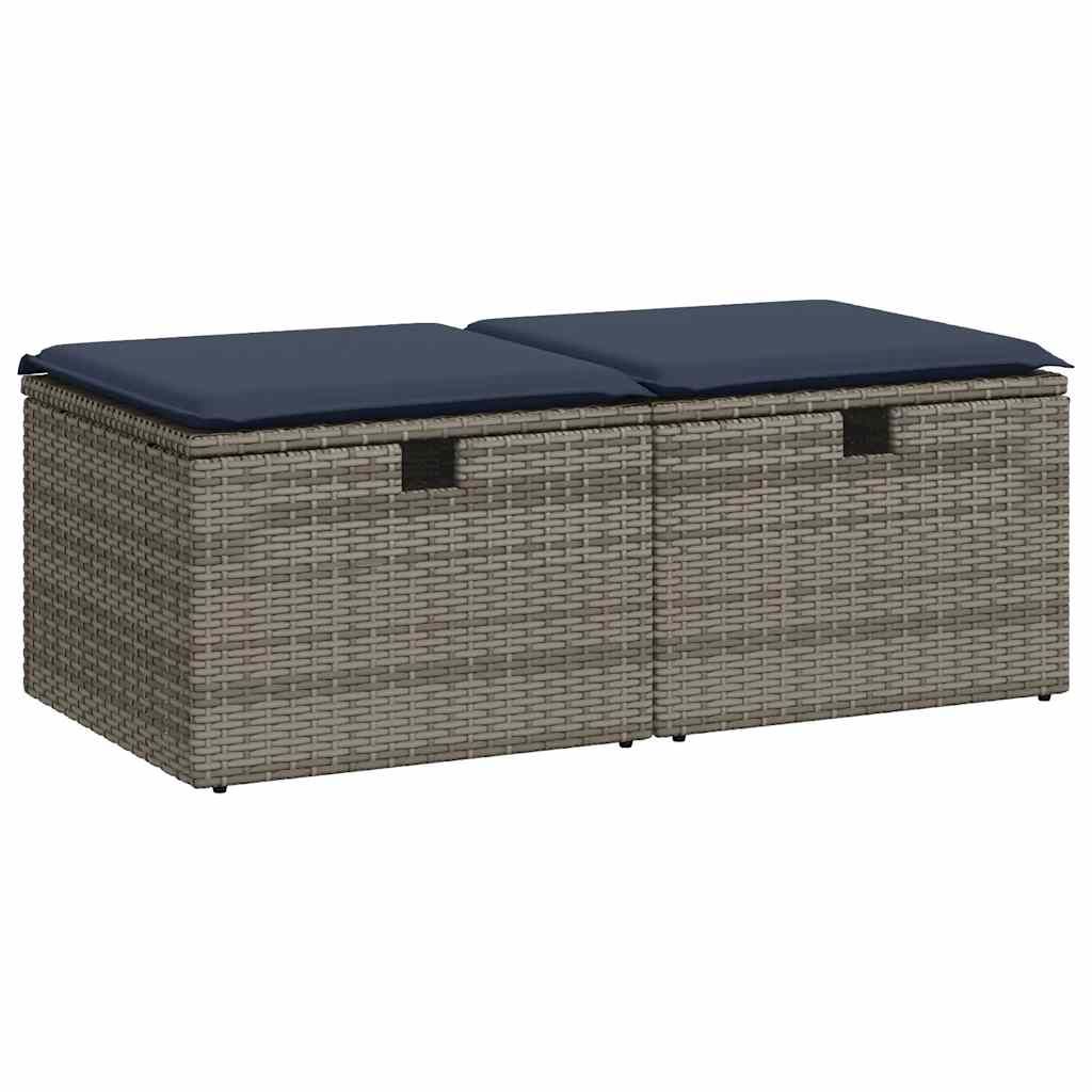 vidaXL 2 Piece Garden Sofa Set with Cushions Grey Poly Rattan Acacia