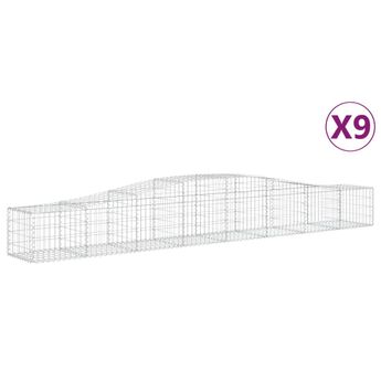 vidaXL Arched Gabion Baskets 9 pcs 400x50x40/60 cm Galvanised Iron