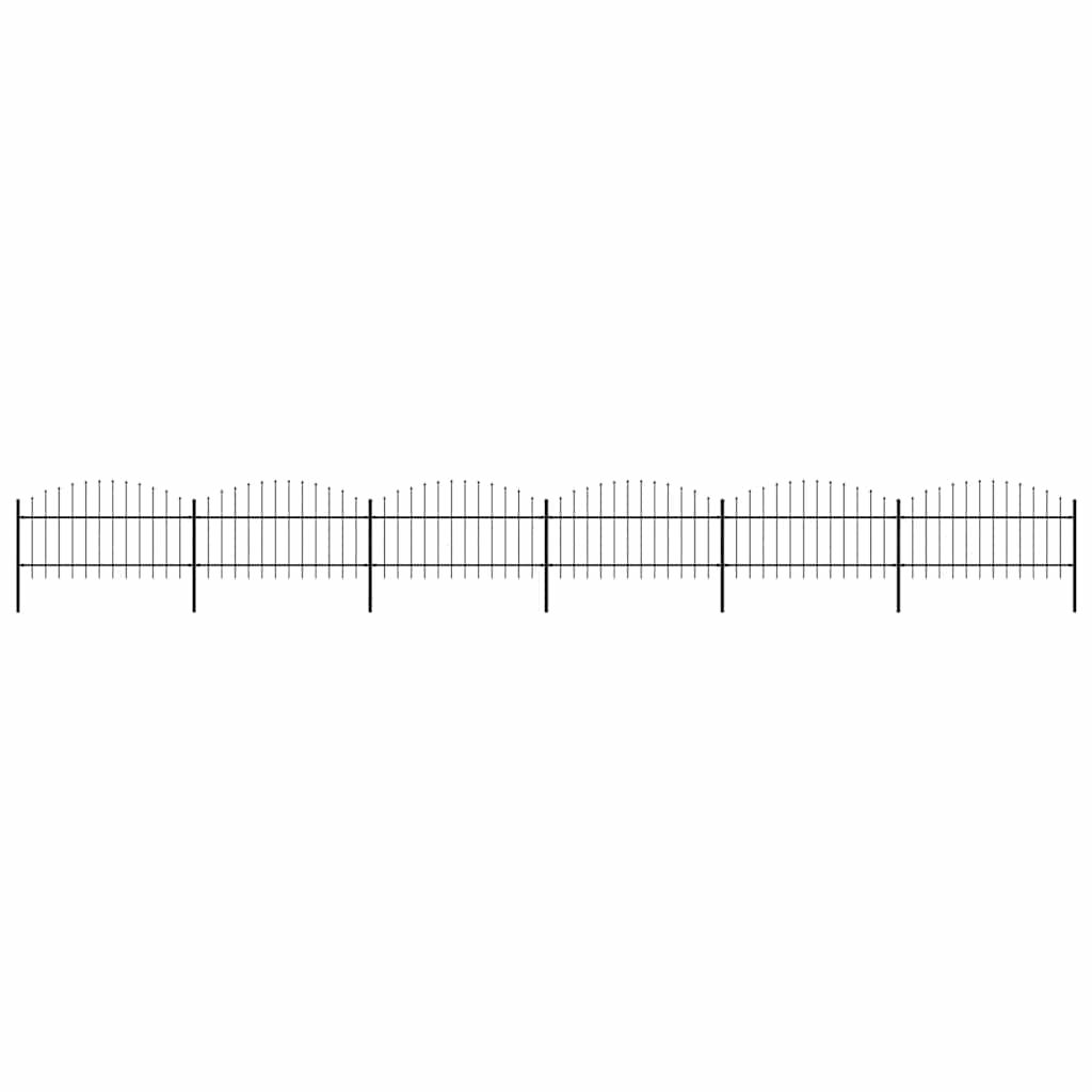 vidaXL Garden Fence with Spear Top Steel 1070x125 cm Black