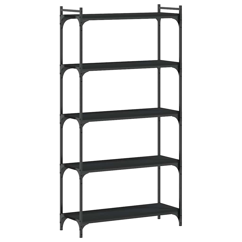 vidaXL Bookcase 5-Tier Black 31.5"x11.8"x60.6" Engineered Wood