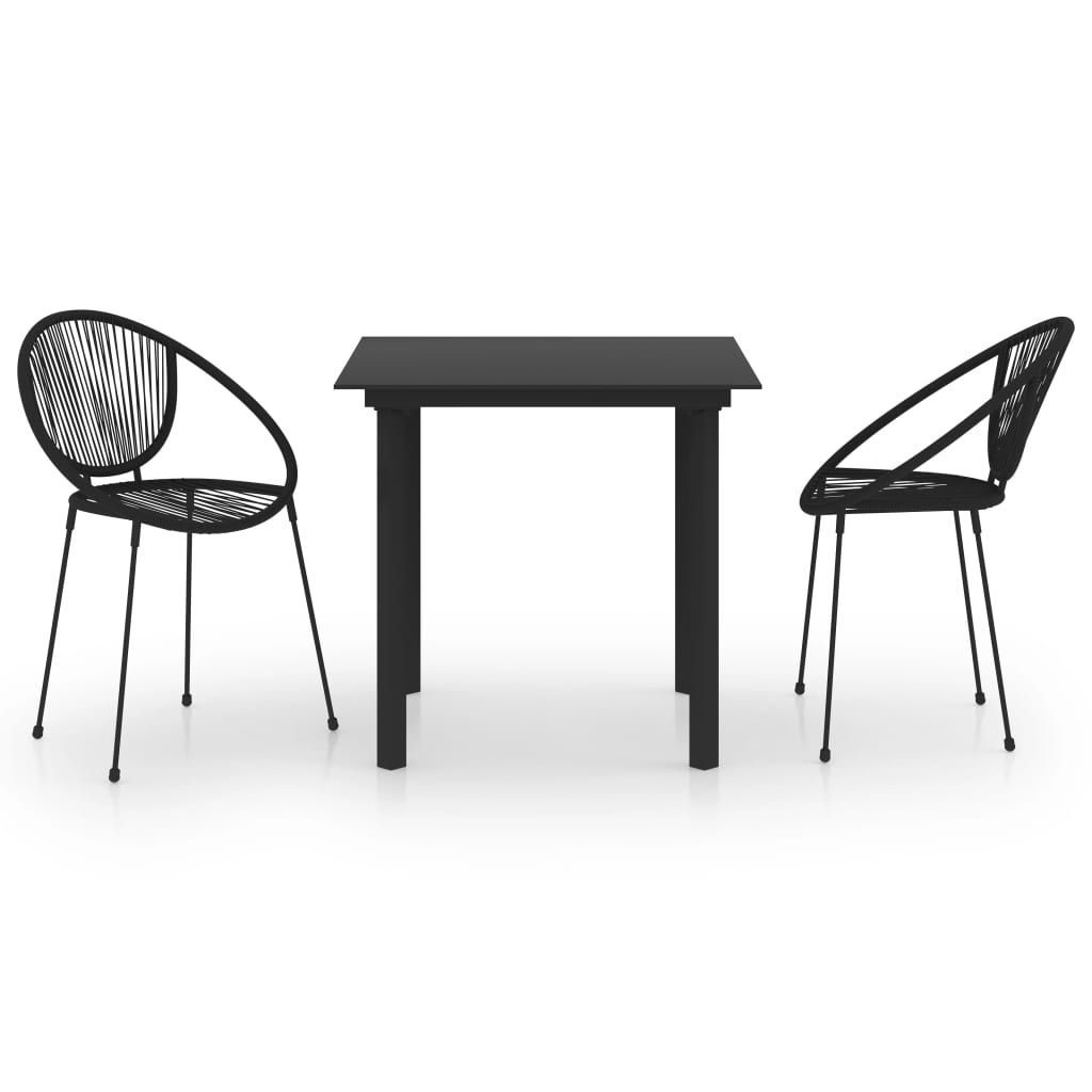 vidaXL 3 Piece Outdoor Dining Set PVC Rattan Black