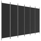 vidaXL 6-Panel Room Divider Black 300x200 cm Fabric
