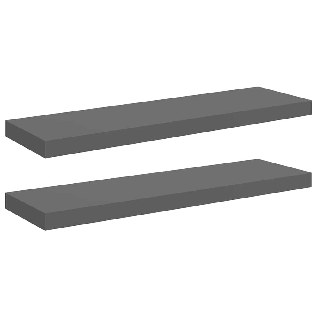 vidaXL Floating Wall Shelves 2 pcs High Gloss Gray 31.5"x9.3"x1.5" MDF