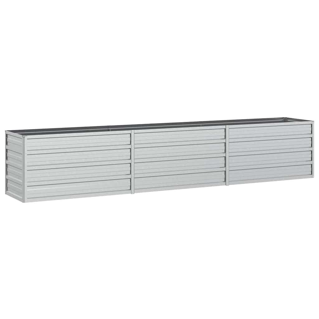 vidaXL Garden Raised Bed 94.5"x15.7"x17.7" Galvanized Steel Silver