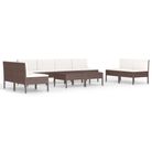 vidaXL 10 Piece Patio Lounge Set with Cushions Poly Rattan Brown