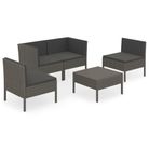 vidaXL 5 Piece Patio Lounge Set with Cushions Poly Rattan Gray