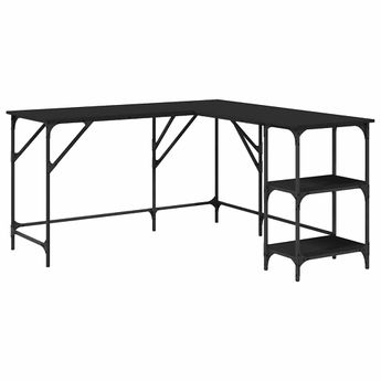 vidaXL Desk Black 54.7"x54.7"x29.5" Engineered Wood