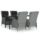 vidaXL 5 Piece Patio Dining Set Light Gray Poly Rattan