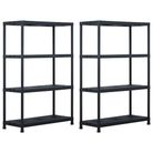 vidaXL Storage Shelf Racks 2 pcs Black 220 kg 90x40x138 cm Plastic