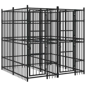vidaXL Outdoor Dog Kennel Steel 39.7 ftÂ²