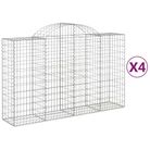 vidaXL Arched Gabion Baskets 4 pcs 200x50x120/140 cm Galvanised Iron