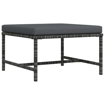vidaXL Sectional Footrest with Cushion Gray Poly Rattan
