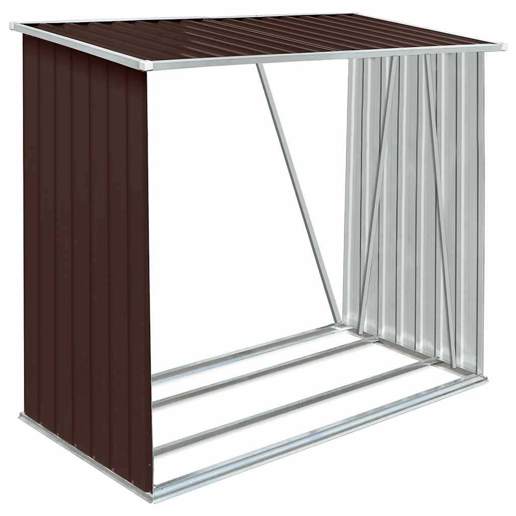 vidaXL Garden Log Storage Shed Galvanized Steel 64.2"x32.7"x60.6" Brown