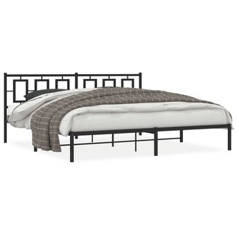 vidaXL Metal Bed Frame without Mattress with Headboard Black 76"x79.9"