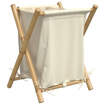 vidaXL Laundry Basket Cream White 17.7"x21.7"x25" Bamboo