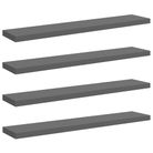 vidaXL Floating Wall Shelves 4 pcs High Gloss Gray 47.2"x9.3"x1.5" MDF