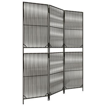 vidaXL Room Divider 3 Panels Gray Poly Rattan