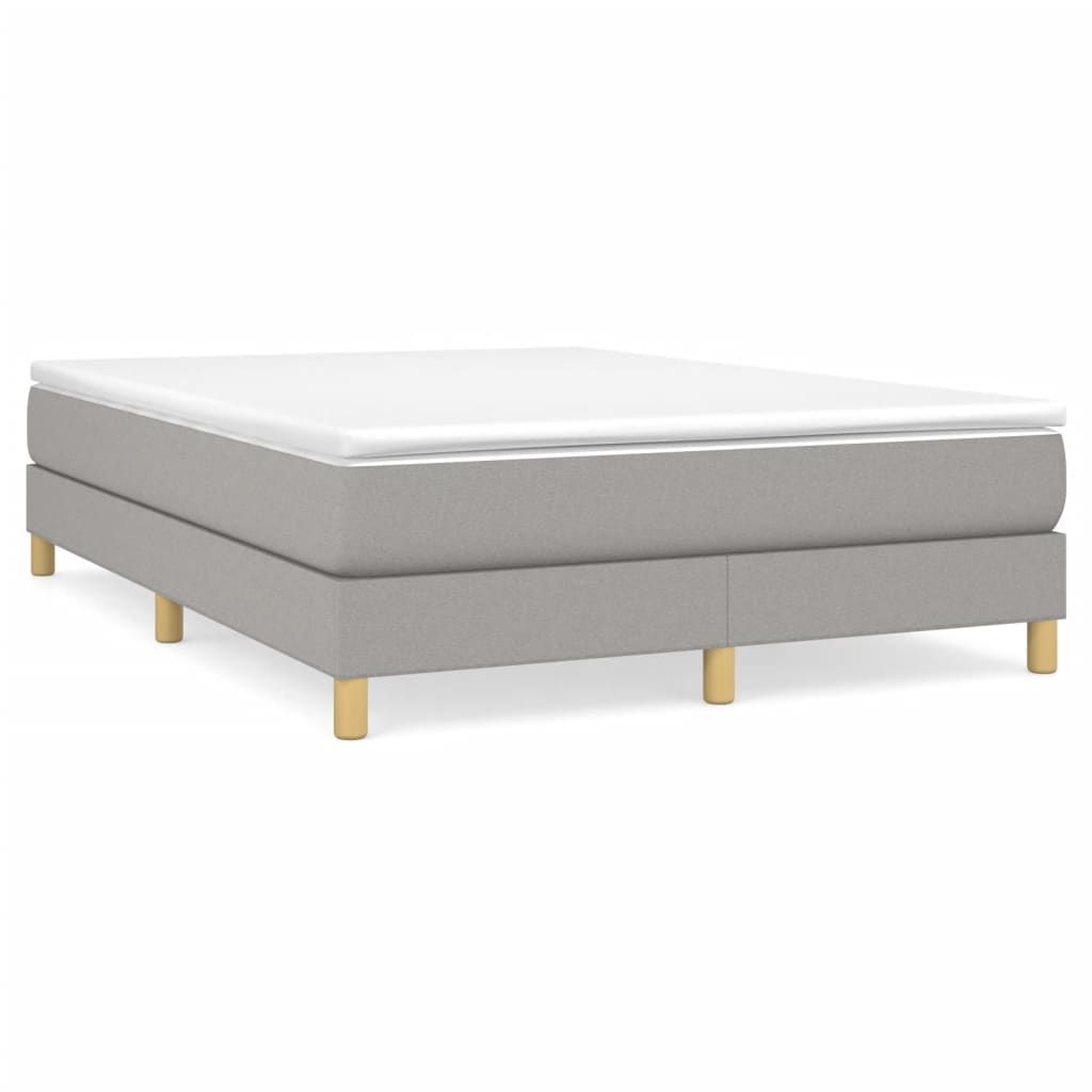 vidaXL Box Spring Bed Frame Light Gray Queen Fabric (US Only)