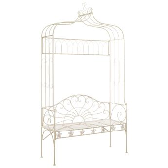 vidaXL Patio Bench 48" Iron Antique White