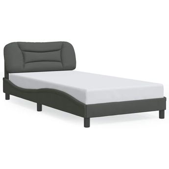 vidaXL Bed Frame without Mattress "Hvar" Dark Gray 39.4"x74.8" Fabric