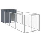 vidaXL Dog House with Run Anthracite 43.3"x159.4"x43.3" Galvanized Steel