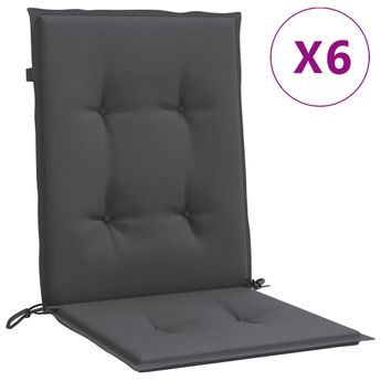vidaXL Lowback Chair Cushions 6 pcs Melange Anthracite 100x50x4 cm Fabric