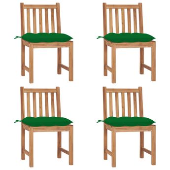 vidaXL Patio Chairs 4 pcs with Cushions Solid Teak Wood