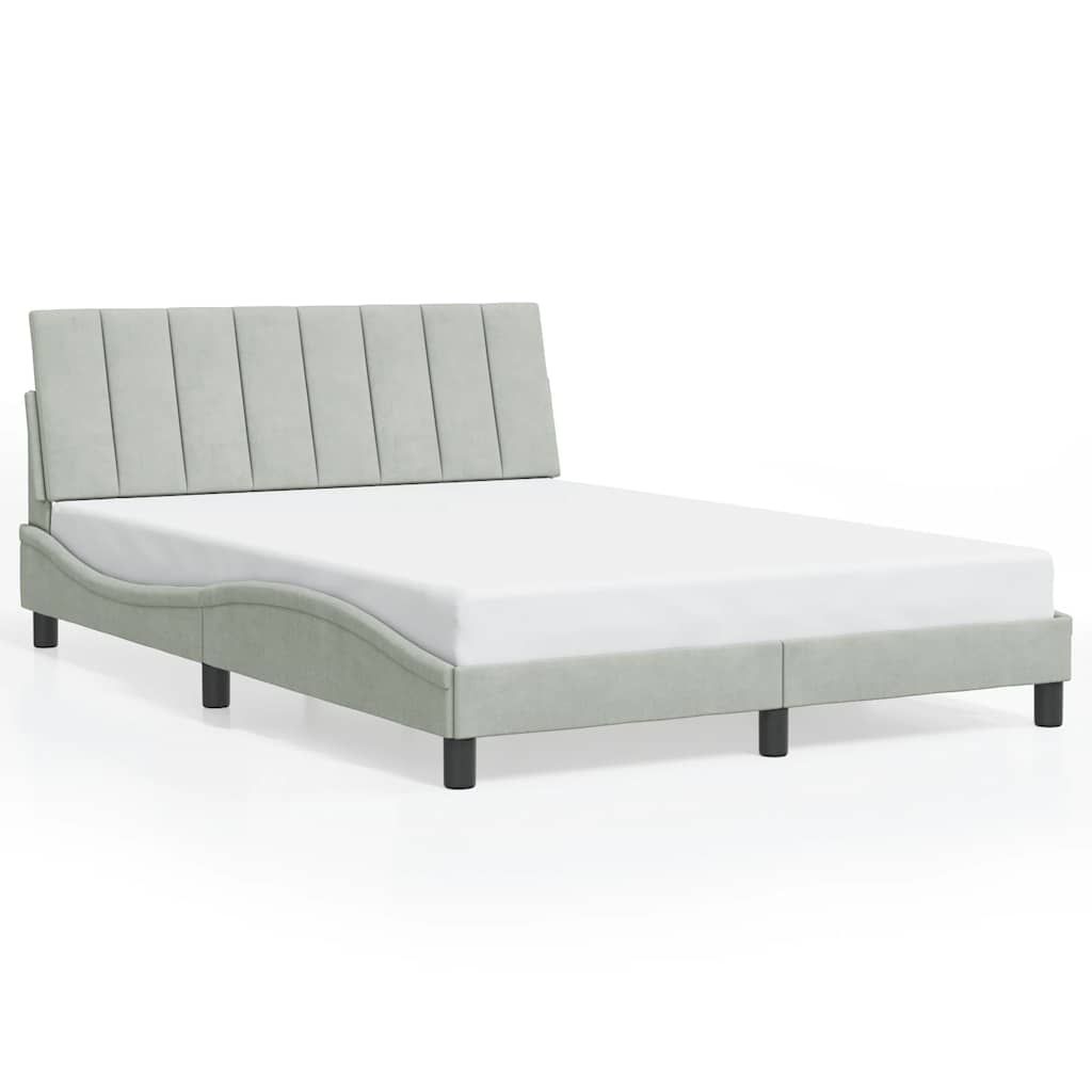 vidaXL Bed Frame without Mattress "Hanko" Light Gray 53.9"x74.8" Velvet