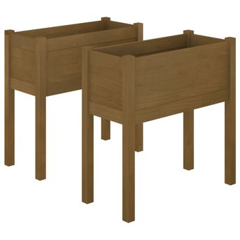 vidaXL Garden Planters 2 pcs Honey Brown 27.6"x12.2"x27.6" Solid Wood Pine