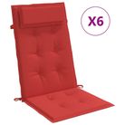 vidaXL Highback Chair Cushions 6 pcs Red Oxford Fabric