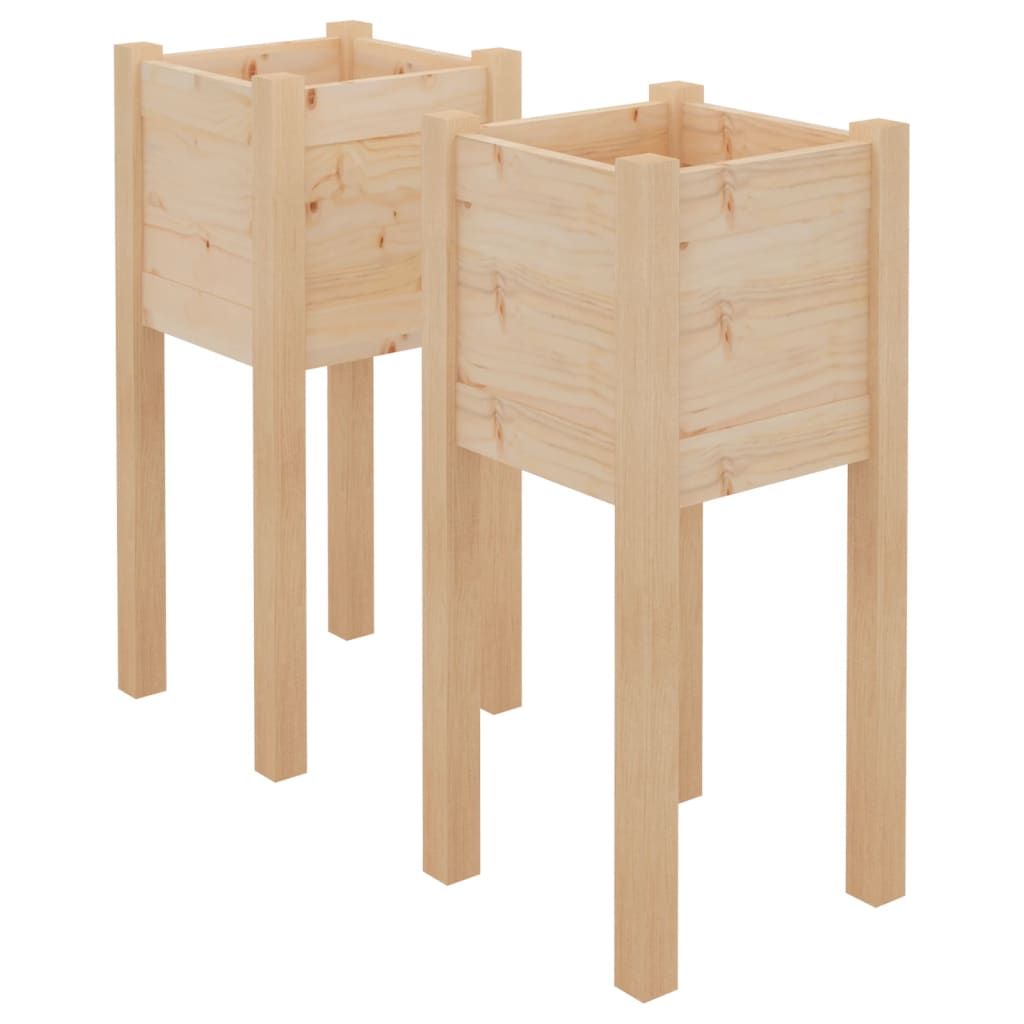vidaXL Garden Planters 2 pcs 12.2"x12.2"x27.6" Solid Wood Pine