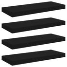 vidaXL Floating Wall Shelves 4 pcs Black 23.6"x9.3"x1.5" MDF