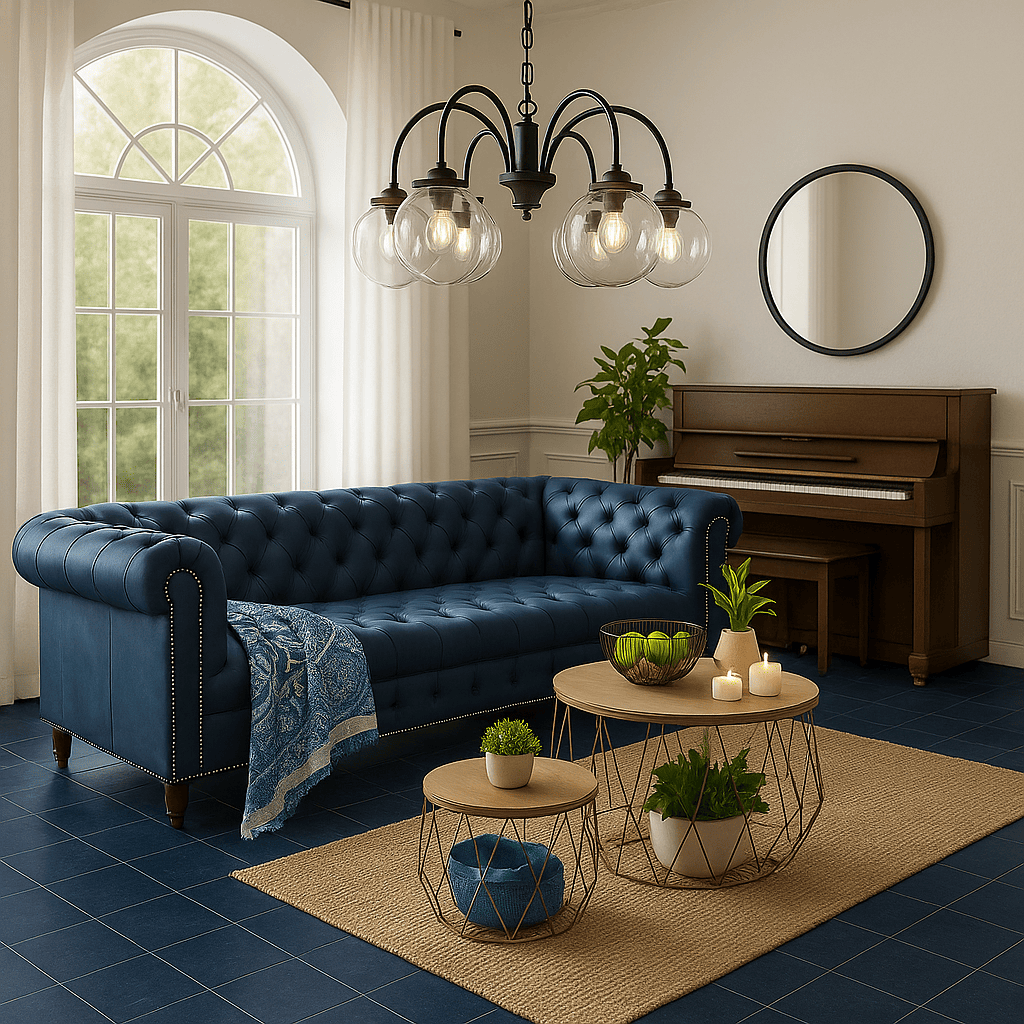 Blue Chesterfield Living Room