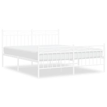 vidaXL Metal Bed Frame without Mattress with Footboard White 59.1"x78.7"