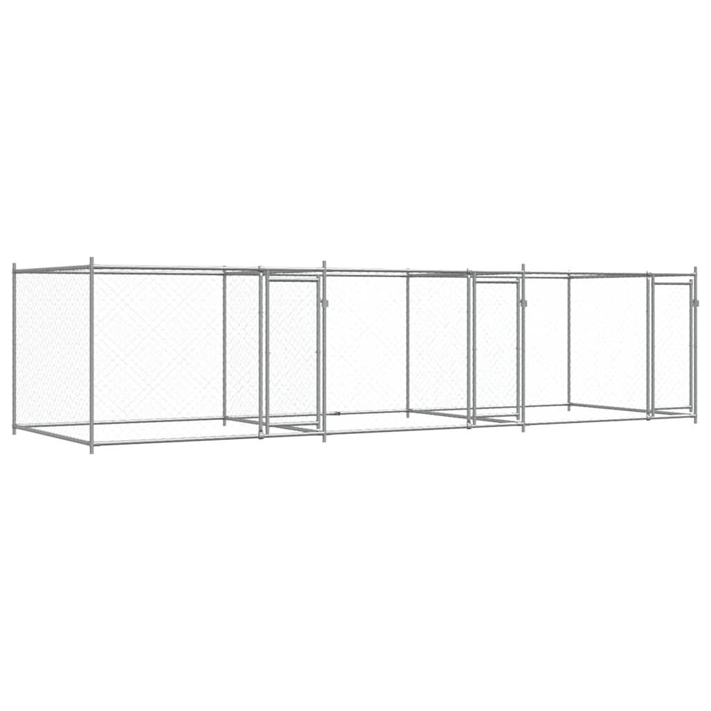 vidaXL Dog Cage with Doors Gray 19.7'x6.6'x4.9' Galvanized Steel