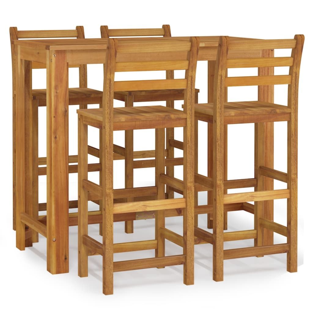 vidaXL 5 Piece Patio Bar Set Solid Wood Acacia