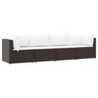 vidaXL 4 Piece Garden Lounge Set with Cushions Brown Poly Rattan