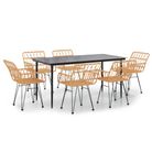 vidaXL 7 Piece Garden Dining Set Poly Rattan