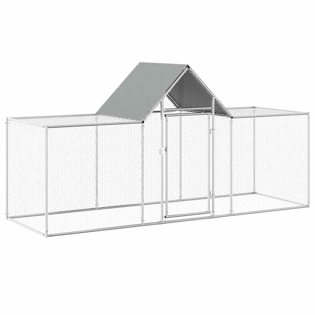 vidaXL Chicken Coop 9.8'x3.3'x4.9' Galvanized Steel