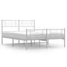 vidaXL Metal Bed Frame without Mattress with Footboard White 135x190cm