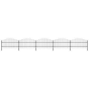vidaXL Garden Fence with Spear Top Steel 892.5x100 cm Black