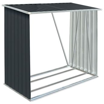 vidaXL Garden Log Storage Shed Galvanized Steel 64.2"x32.7"x60.6" Anthracite