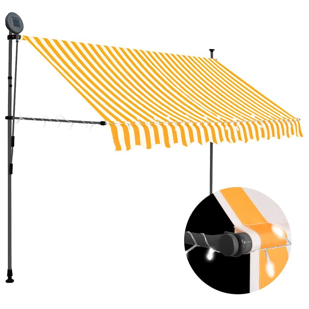vidaXL Manual Retractable Awning with LED 98.4" White and Orange