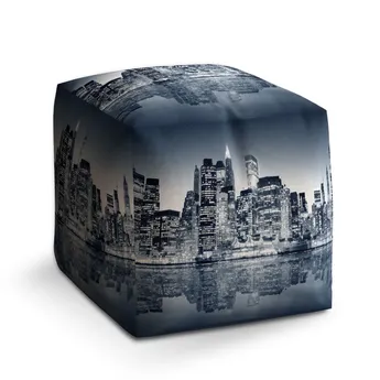 Sablio Taburet Cube Noční New York - 40x40x40 cm