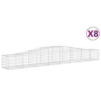 vidaXL Arched Gabion Baskets 8 pcs 400x50x40/60 cm Galvanised Iron