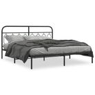 vidaXL Metal Bed Frame without Mattress with Headboard Black 76"x79.9"