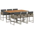 vidaXL 7 Piece Garden Dining Set with Cushions Grey Poly Rattan